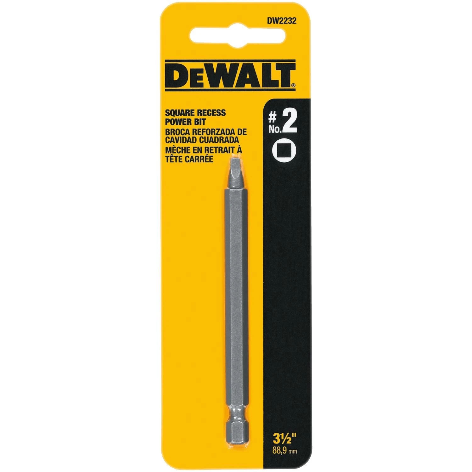 Number 2 Square Drive Recess Bit, 3 and 1/2 Inch Length