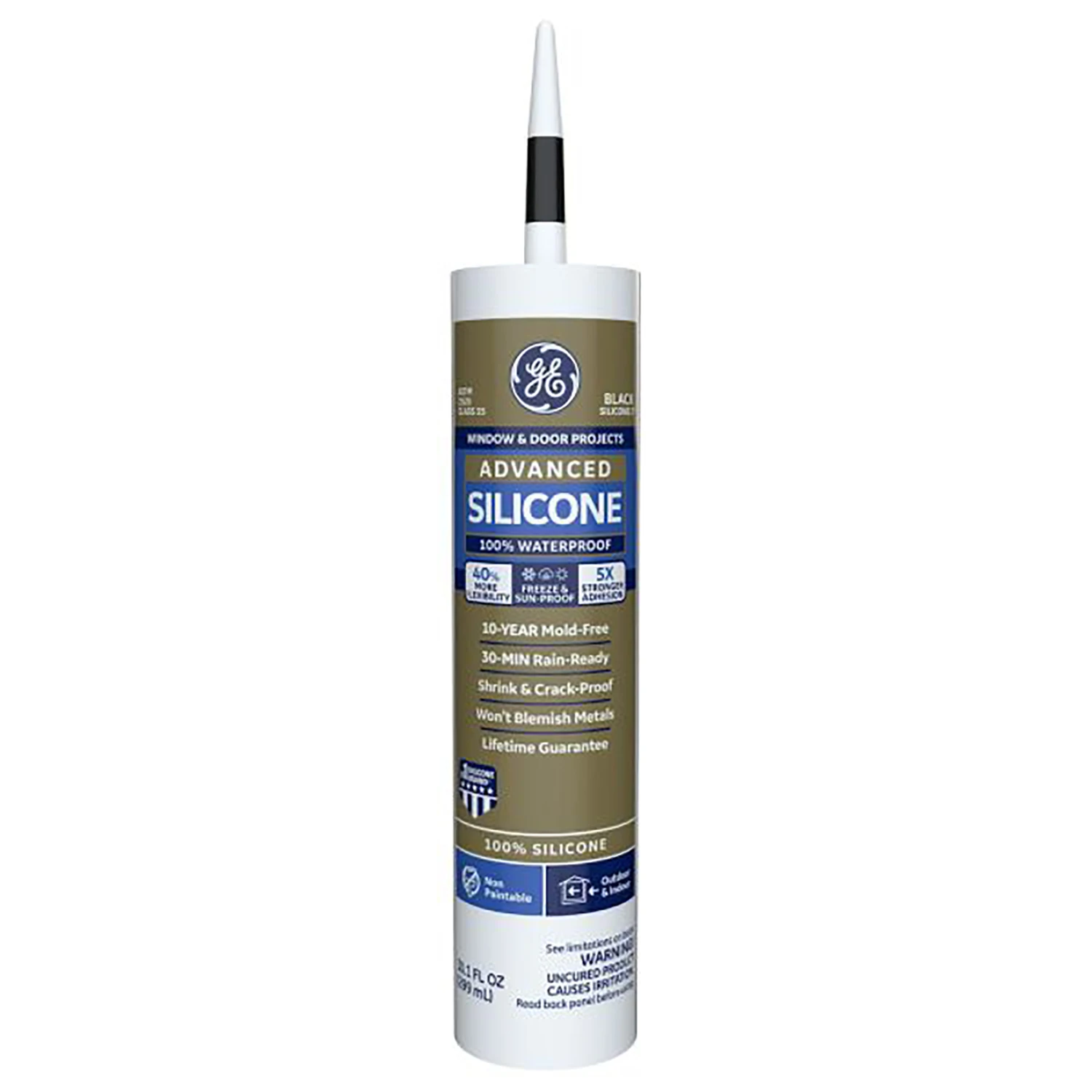 Advanced Silicone 2 Window & Door Sealant, Black, 10.1 Oz Cartridge