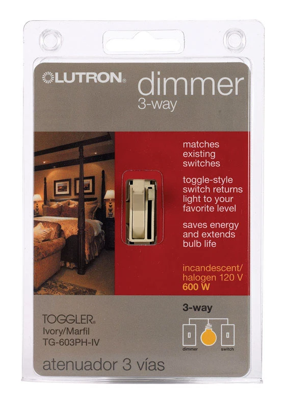 Lutron Toggler Incandescent Ivory Preset Slide Dimmer Switch