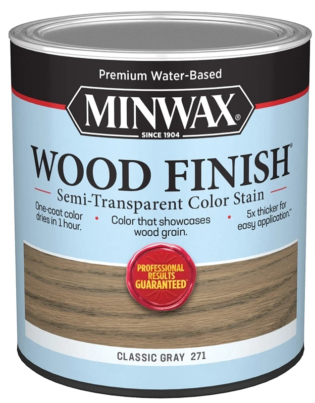 Water-Based Semi-Transparent Wood Finish Stain Classic Gray 1 Quart