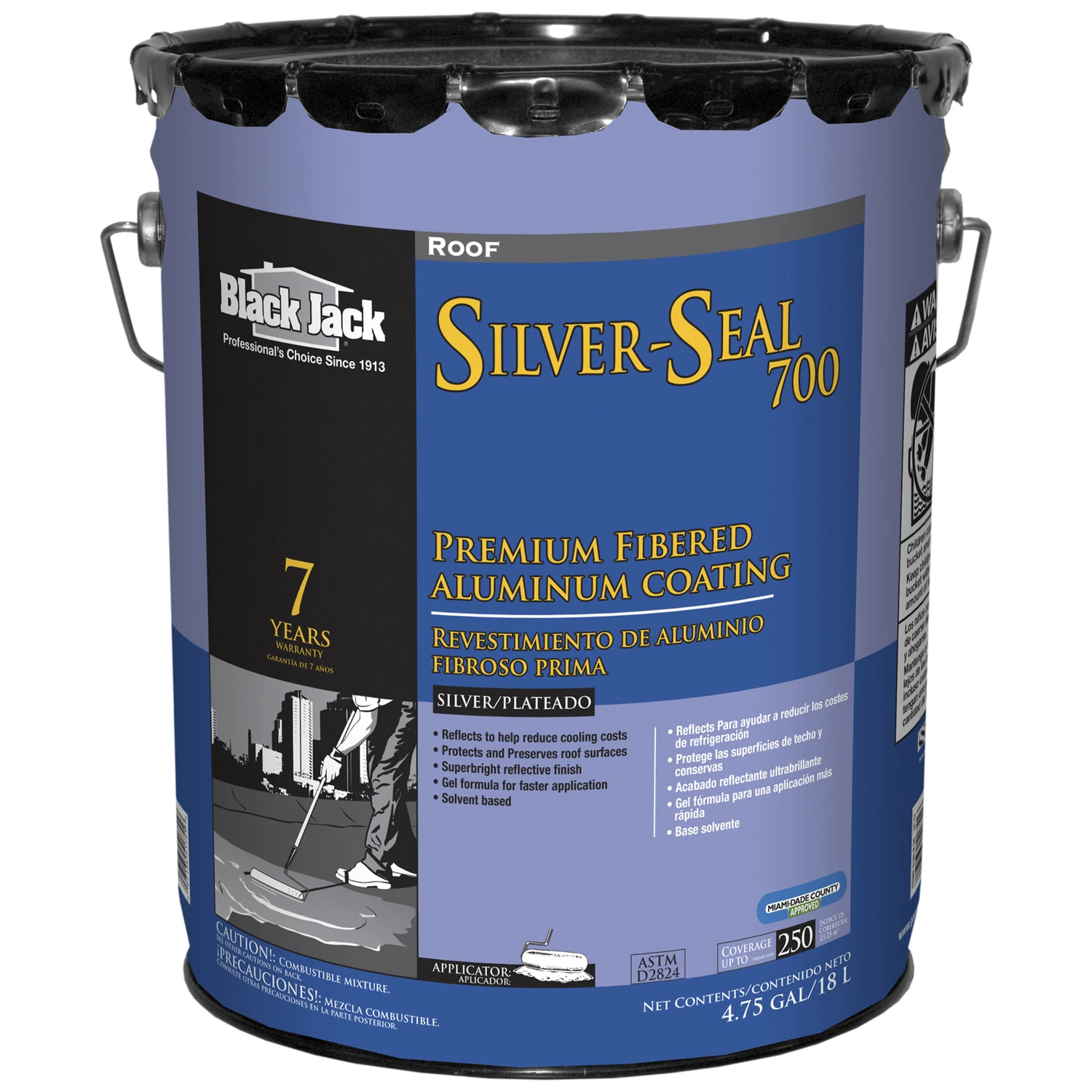 Silver-seal 700 High-gloss Silver Fibered Aluminum Roof Coating 5 Gallon