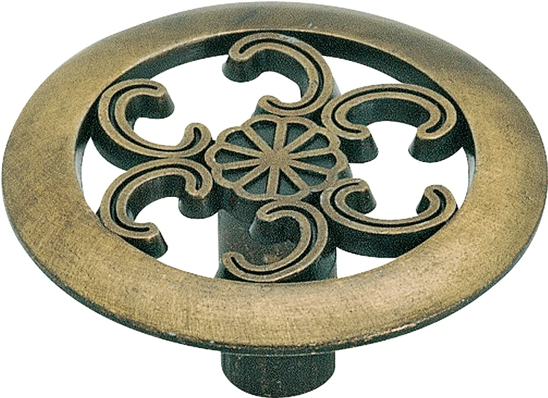 Amerock Allison Round Cabinet Knob 1-1/2 in. Dia. 3/4 in. Antique Brass 1 pk