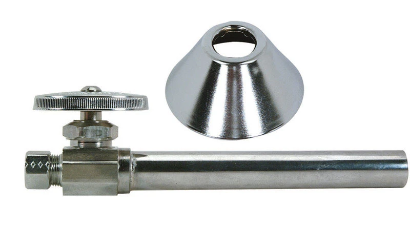 Chrome Straight Sweat Stop Valve with Five Inch Extension Tube, 5/8 Inch by 3/8 Inch