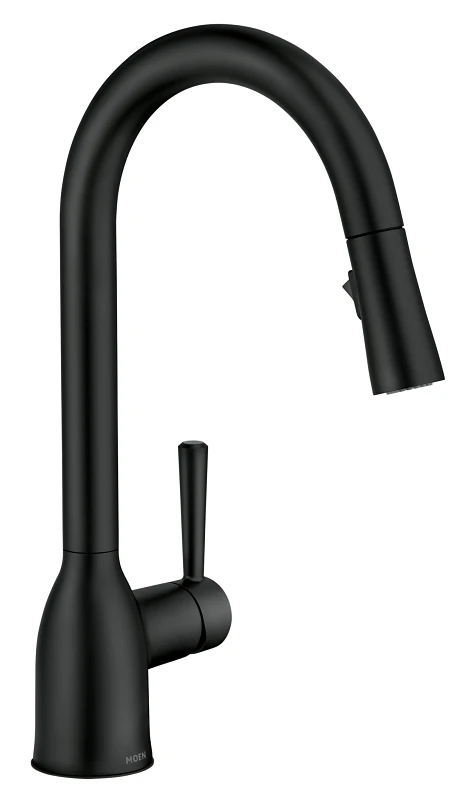Adler Single Handle High Arc Kitchen Faucet With Pull-down Spray In Matte Black