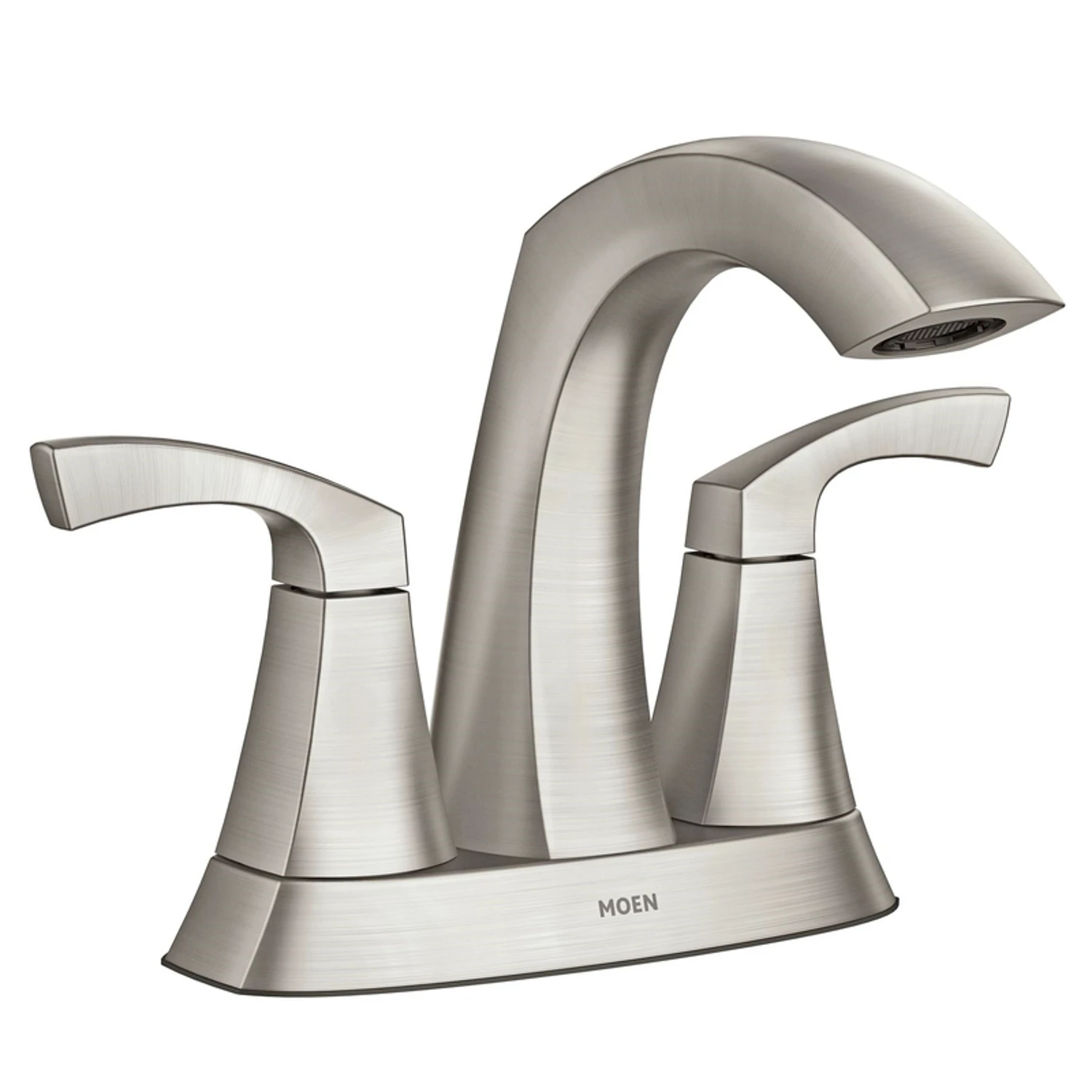 Lindor Two-Handle High-Arc Bathroom Faucet with Four-Inch Centerset and Spot-Resistant Brushed Nickel Finish