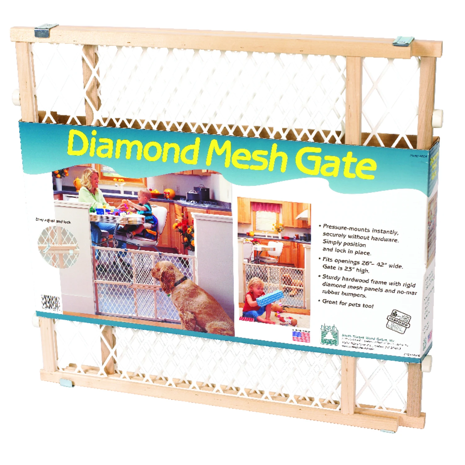 Brown 23 In. H X 26-42 In. W Wood Wire Mesh Gate