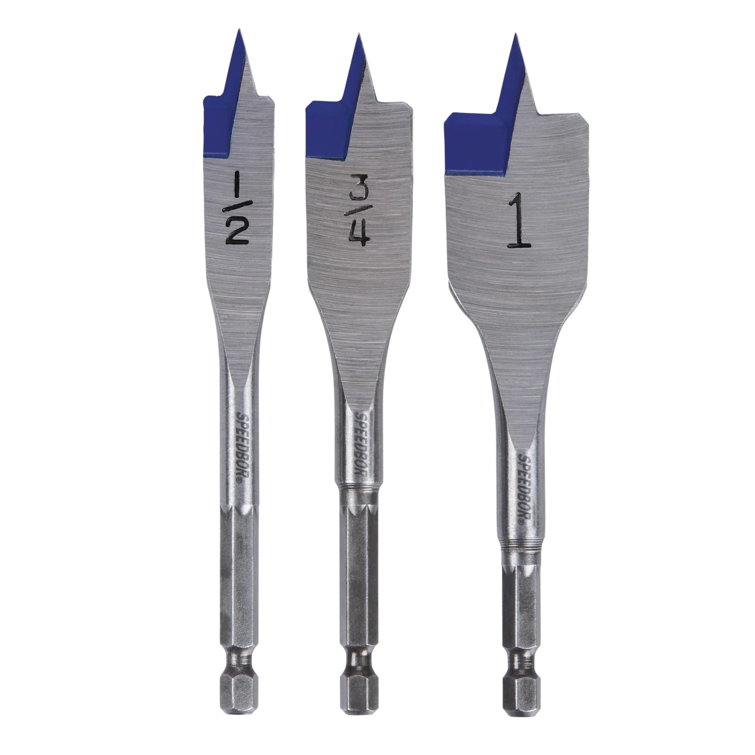 Speedbor 3-piece Steel Wood Boring Bit Set With Quick-change Hex Shank