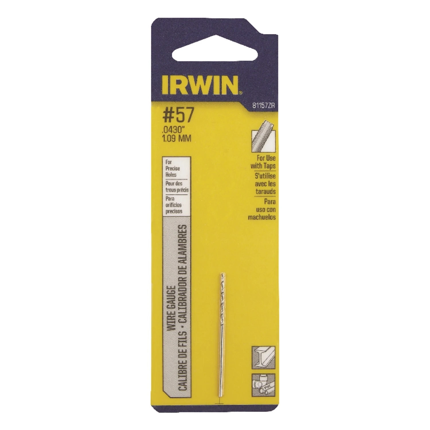 #57 Bright High Speed Steel Wire Gauge Drill Bit, 1-3/4 In. Length