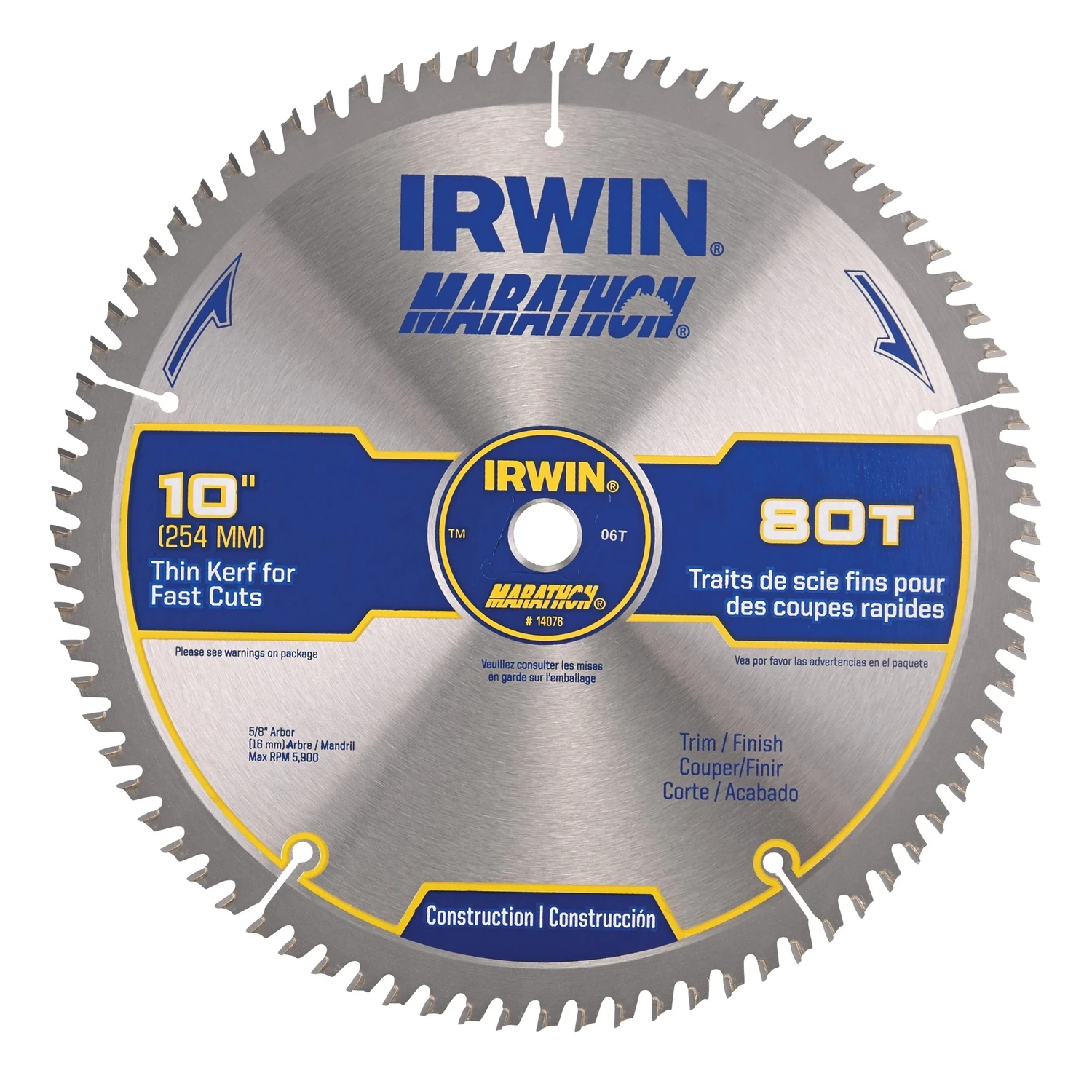 Marathon Circular Saw Blade, Carbide-Tipped, 80-Tooth x 10 In.