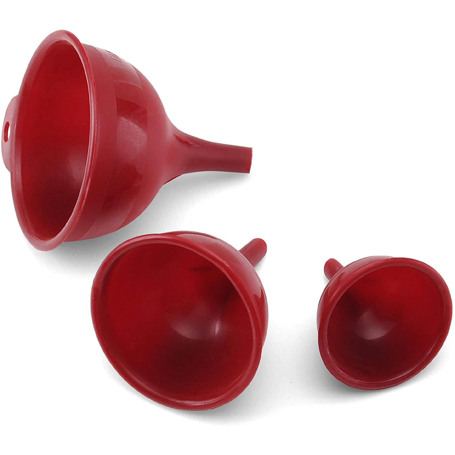 Farberware Red Plastic Funnel Set (3-piece) 5215731 - Dishwasher Safe, Nesting Design