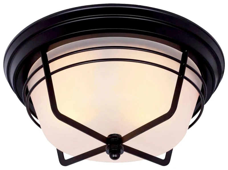 2-Light Flush-Mount Ceiling Fixture in Weathered Bronze Finish