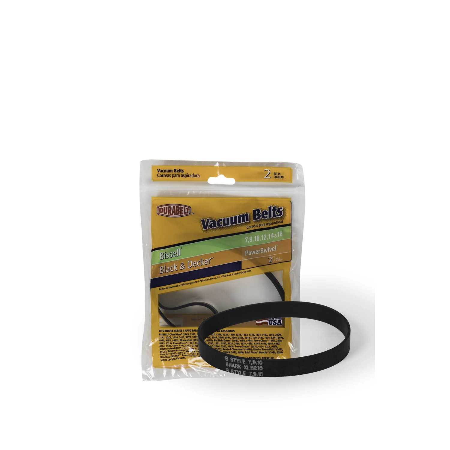 Durabelt Bissell Style Type 7, 9, 10, 12, & 14 CleanView, Momentum, and Pet Hair Eraser Model Vacuum Cleaner Belt (2-Pack)
