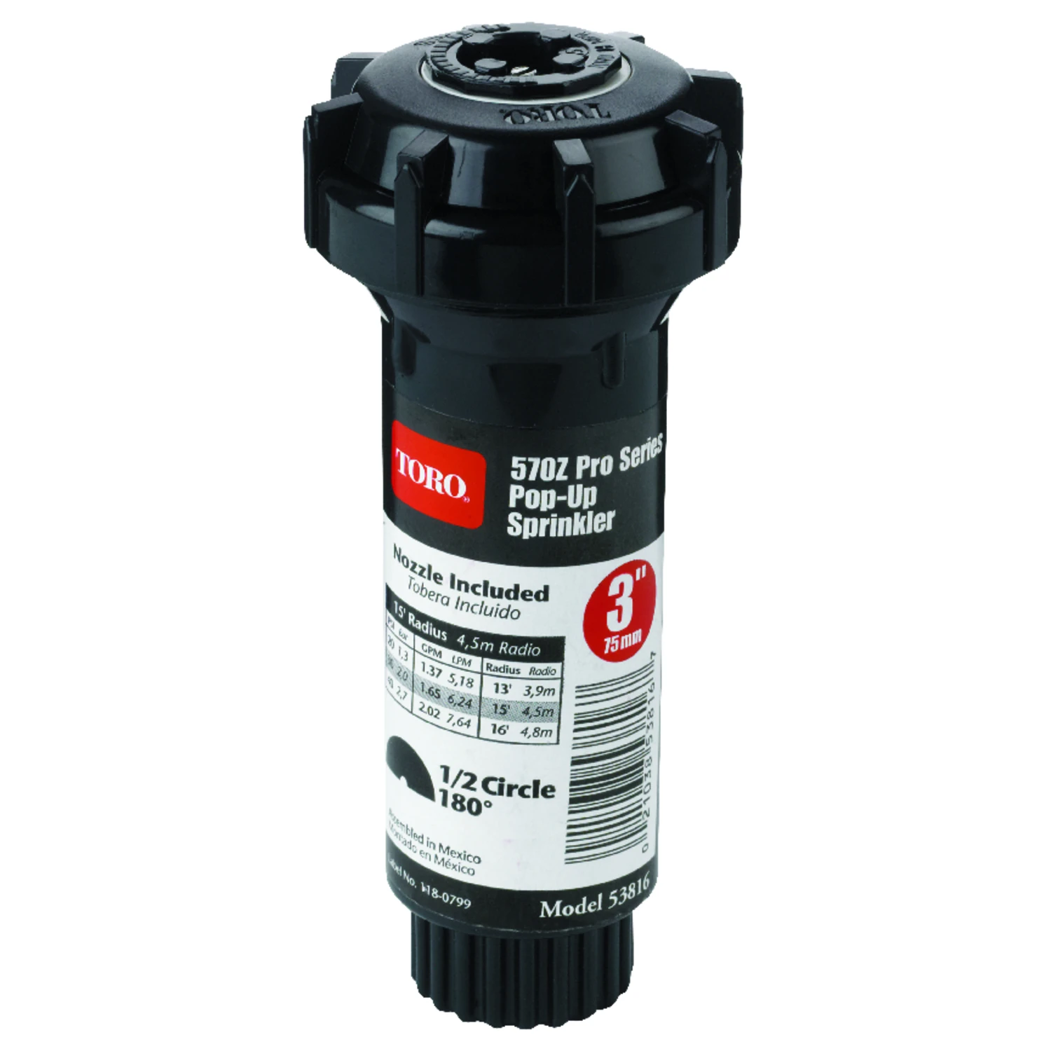 570z Pro Series 3 In. Half Circle Pop-up Sprinkler Head, 15 Ft. Spray Radius