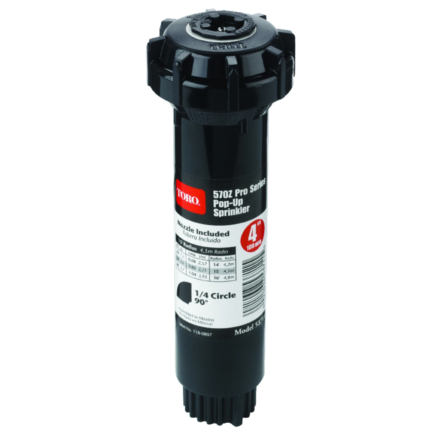 4 In. H Quarter-circle Pop-up Sprinkler, Model 53711, 15 Ft Coverage