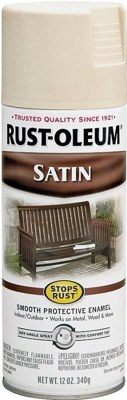 Stops Rust Satin Almond Spray Paint 12 Oz - Durable, Uv Resistant Finish