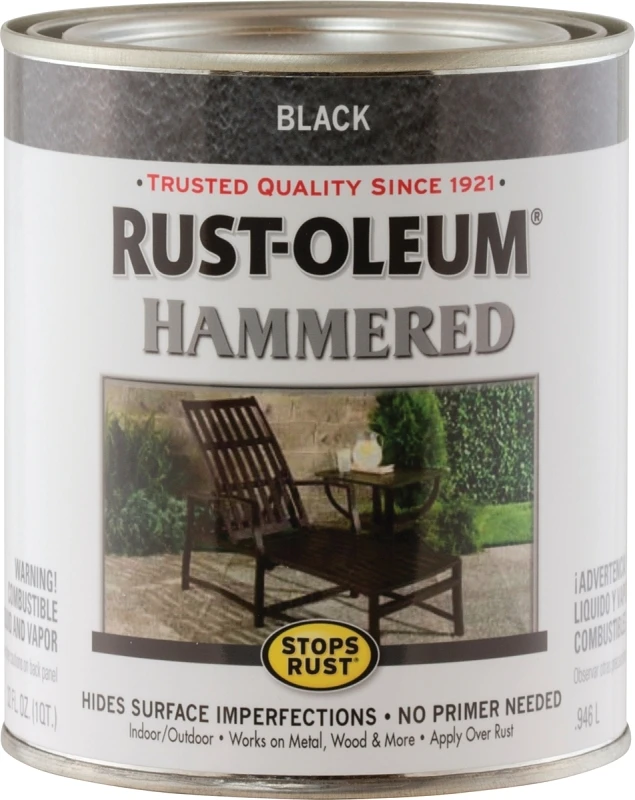 Stops Rust Hammered Black Protective Paint, 1 Quart, Oil-based