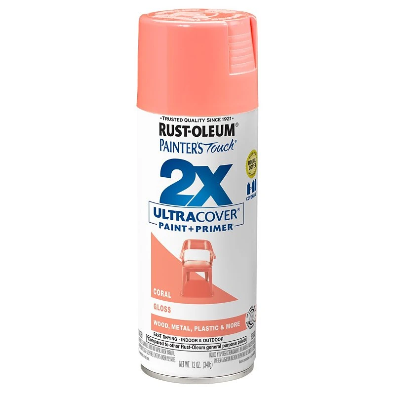 Painter's Touch 2x Ultra Cover 12 Oz. Gloss Coral Paint + Primer Spray Paint