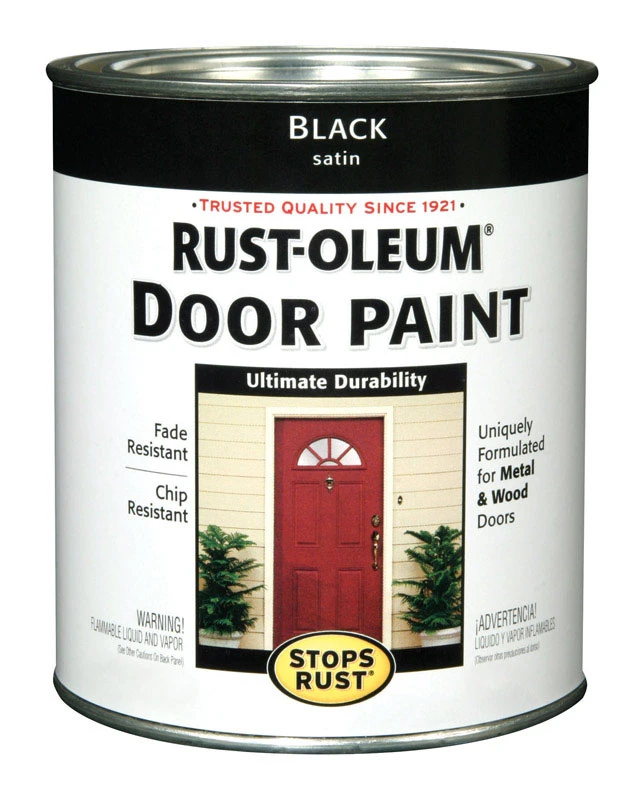 Rust-oleum Stops Rust Satin Black Oil-based Door Paint, 1 Quart, Interior/exterior