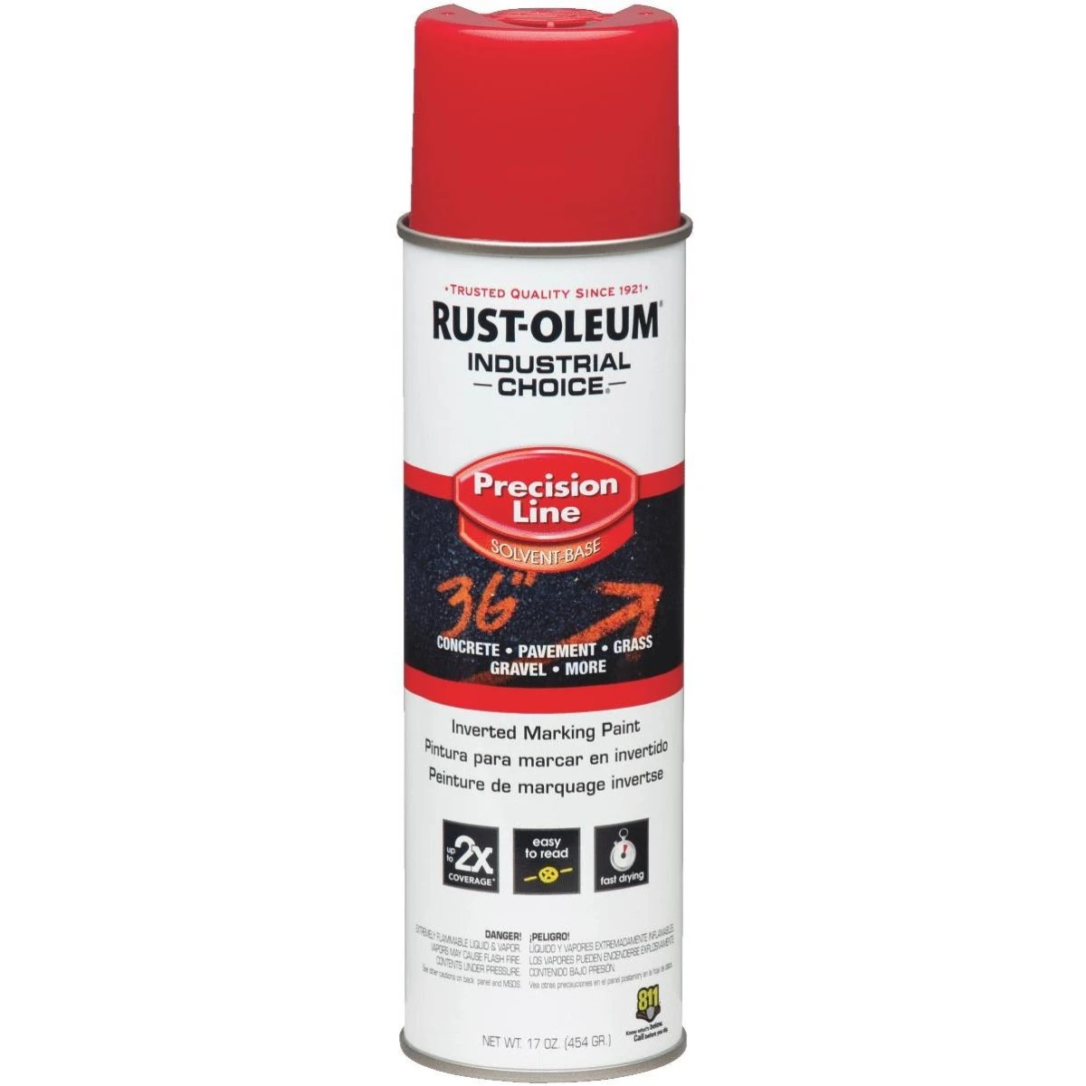 Industrial Choice Precision Line Marking Spray Paint, Safety Red, 17-oz. Inverted