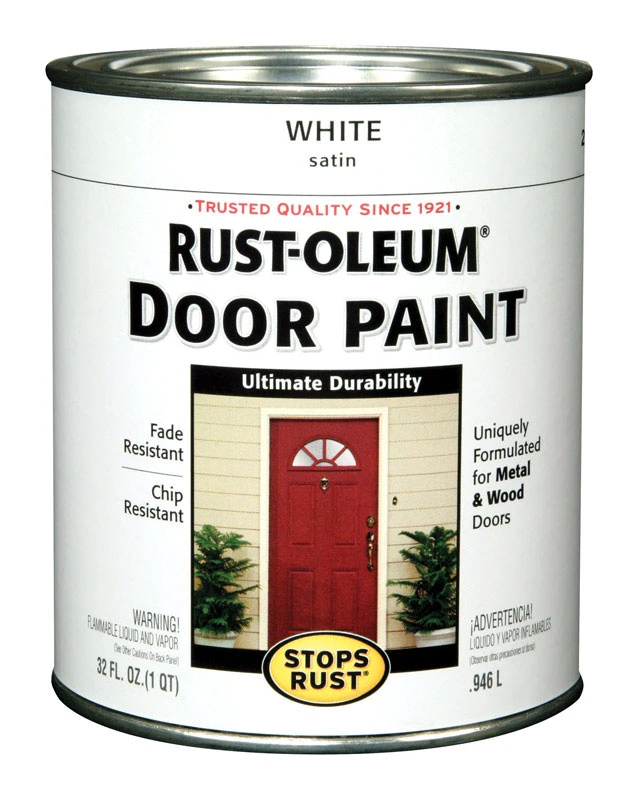Stops Rust Satin White Oil-based Door Paint, 1 Quart, Interior/exterior