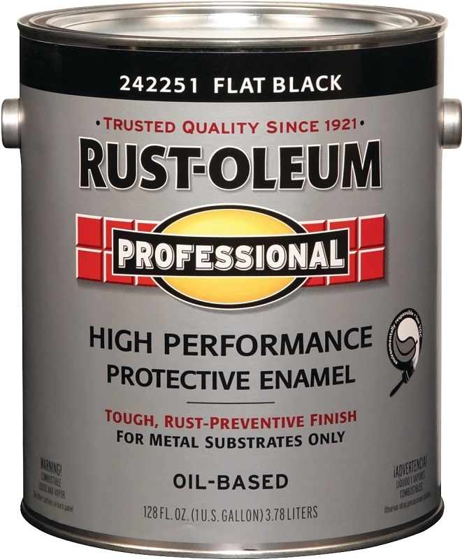 Professional Flat Black Protective Enamel Paint, 1 Gallon, Voc Compliant