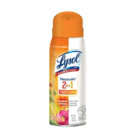 2 In 1 Disinfectant Spray, Tropical Breeze Scent, 10 Oz.