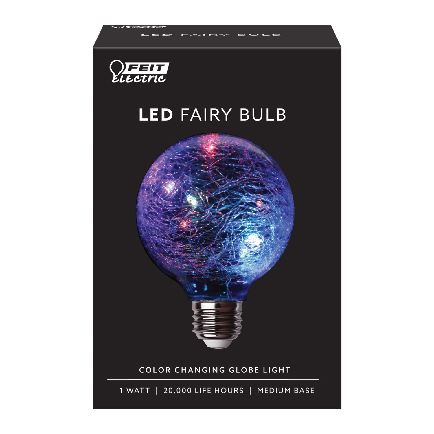 LED Fairy Globe Light, G25, Multi-Color Crackle Glass, 1-Watts