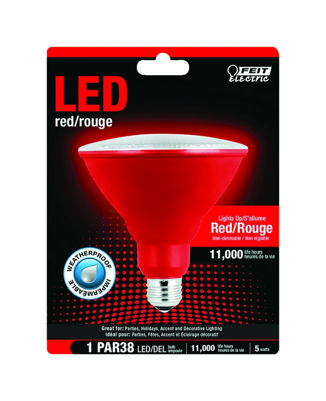 FEIT Electric 5 watts PAR38 LED Bulb 1400 lumens Red Spotlight 120 Watt Equivalence