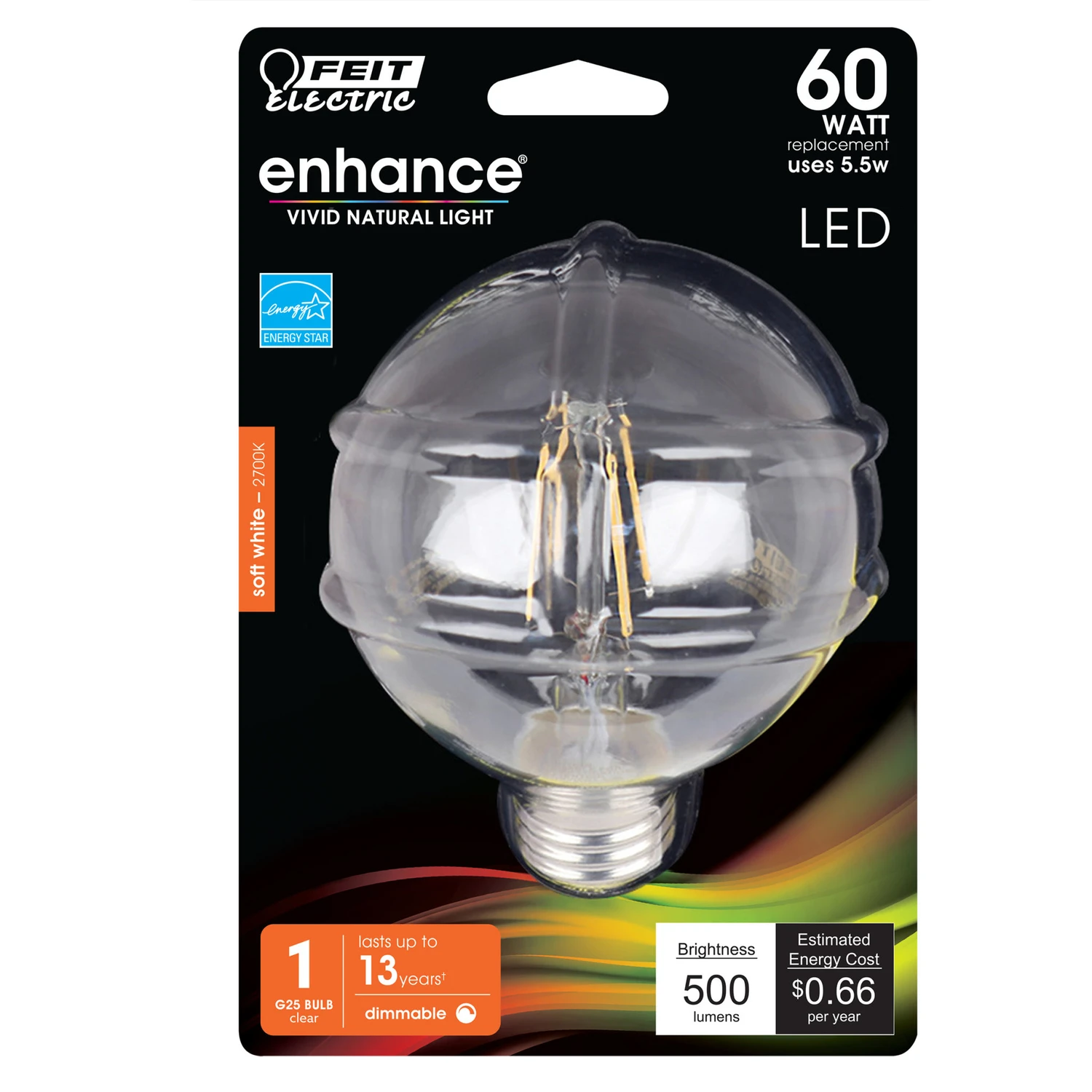 FEIT Electric 5 watts G25 LED Bulb 500 lumens Globe Soft White 60 Watt Equivalence