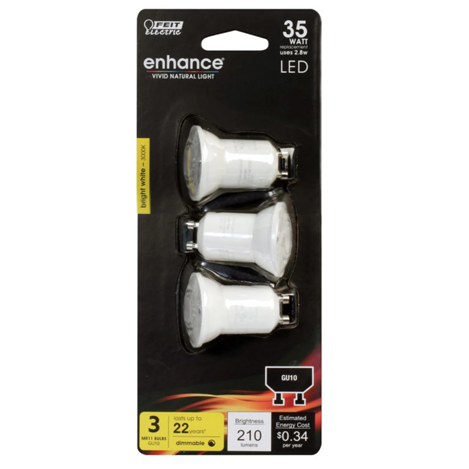 35-Watt Equivalent MR11 GU10 Dimmable CEC Title 24 Compliant LED 90+ CRI Flood Light Bulb Bright White (3-Pack)