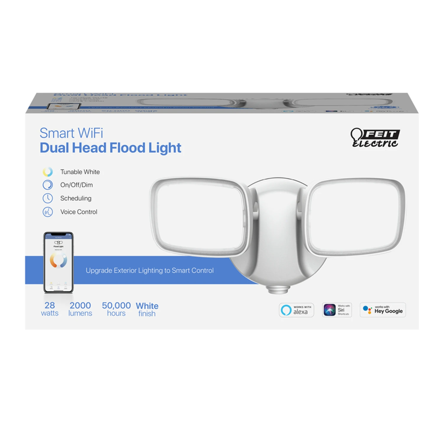 Feit Smart Home Dual Head Hardwired Led Security Floodlight 2000 Lumens 28 Watts