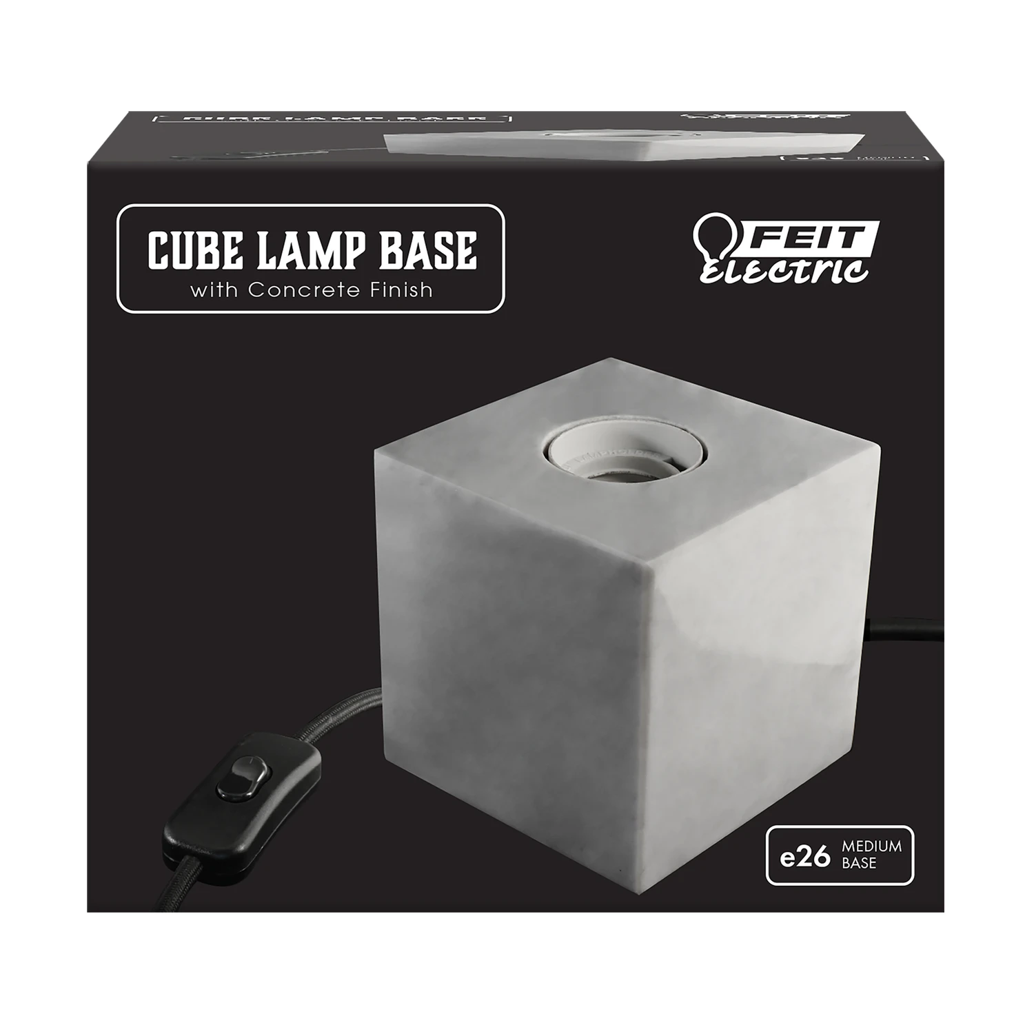 4 In. Concrete Beige/white Cube Lamp Base, Model Cube1