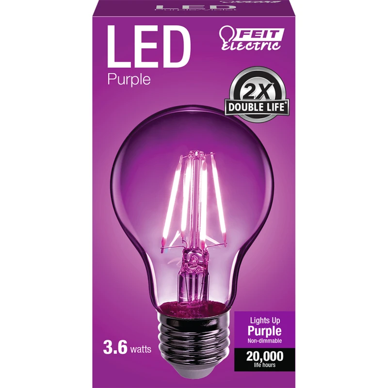 FEIT Electric Filament 4.5 watts A19 LED Bulb 450 lumens Purple A-Line 30 Watt Equivalence