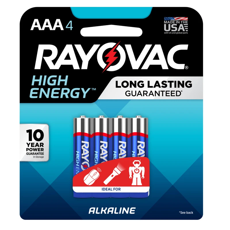 High Energy AAA (Triple A) Alkaline Batteries, 4 Pack