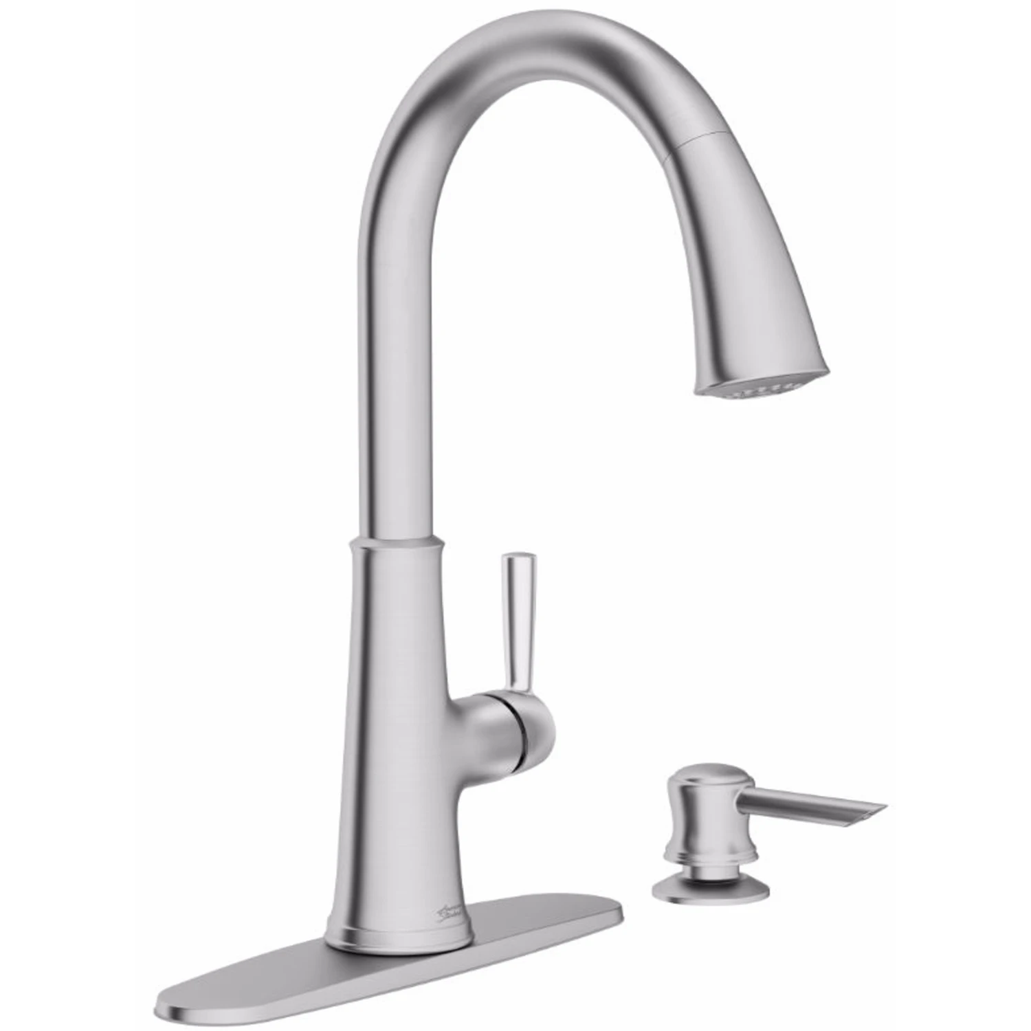 Maven 1-Handle Pull-Down Kitchen Faucet + Soap Dispenser, Stainless Steel