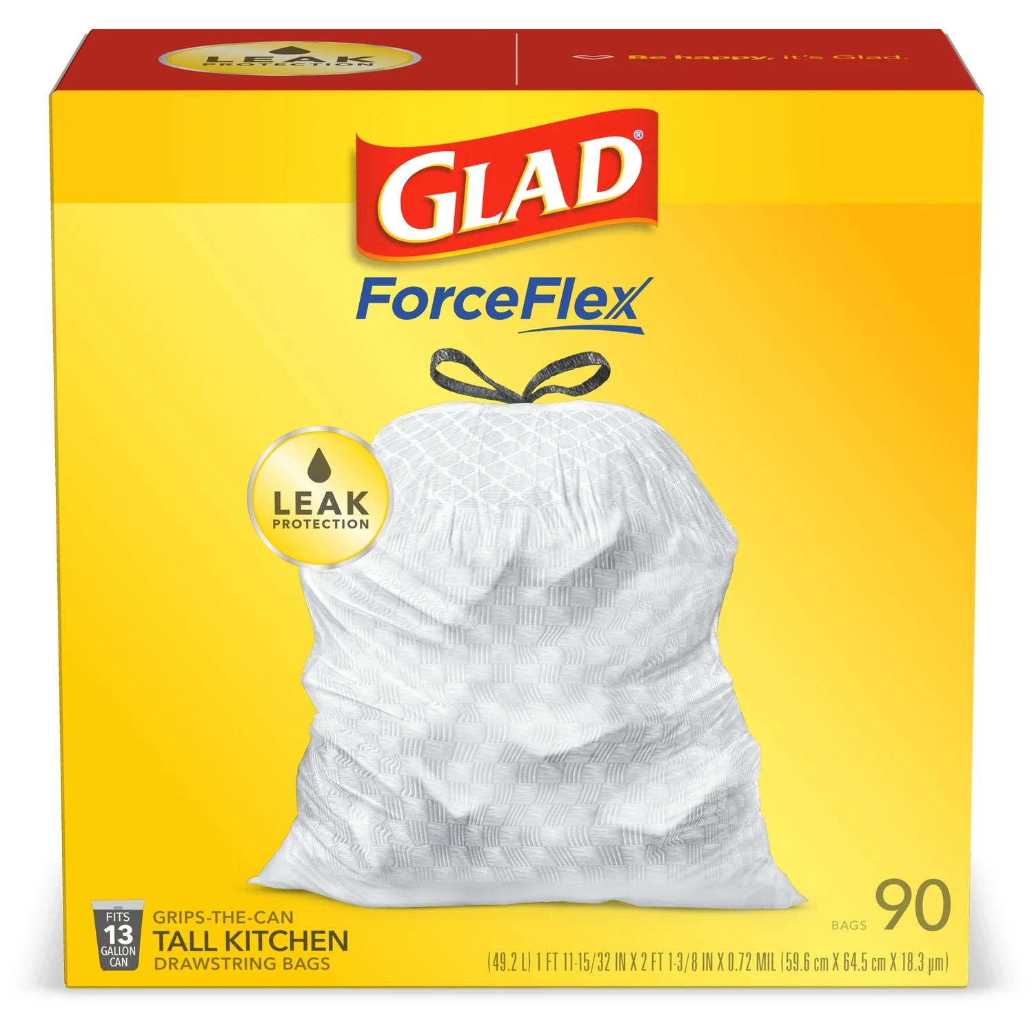 Tall Kitchen Trash Bag, Drawstring Closure, White, 13 Gallon, 90-Ct.