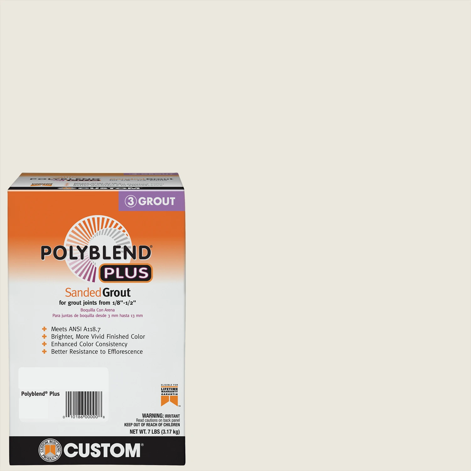 Polyblend Plus Sanded Grout, Bright White, 7 Lb.
