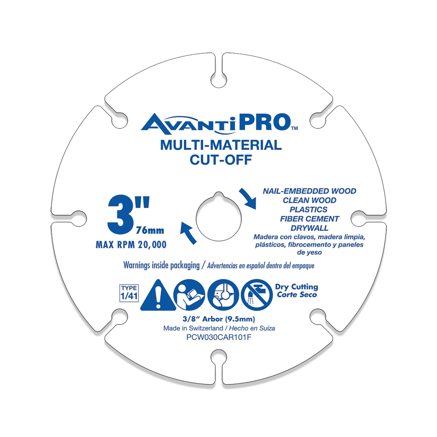 3 In. Carbide Grit Cut-off Wheel, 1 Mm Thickness, 3/8 In. Arbor, Multi-material