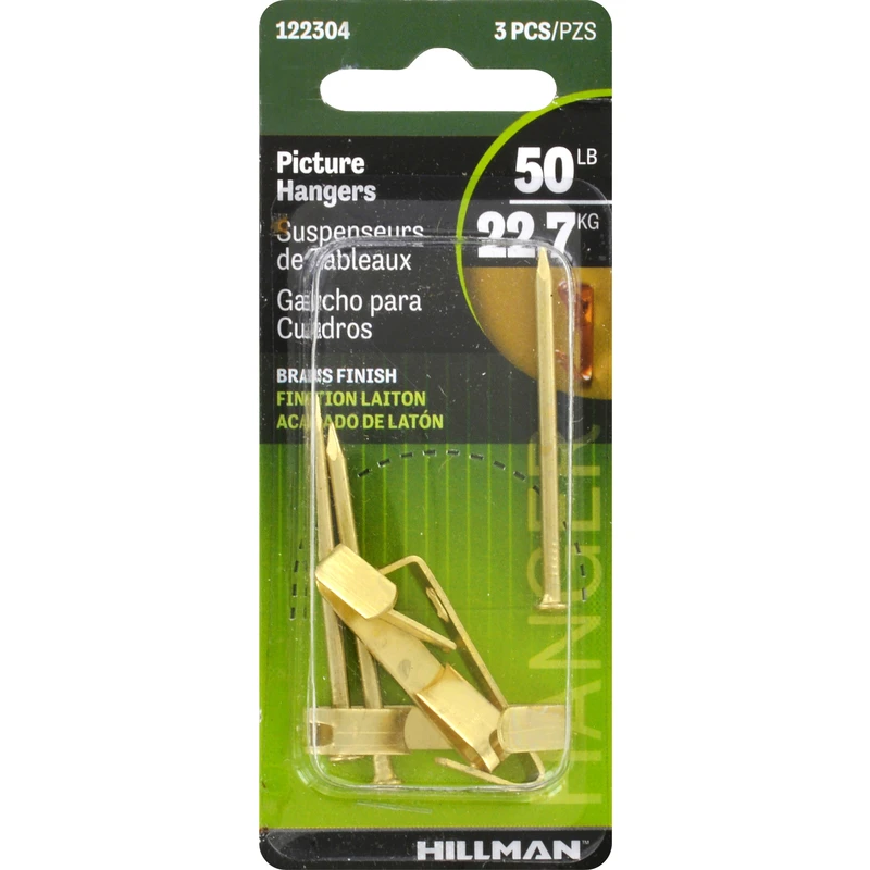 Hillman AnchorWire Brass-Plated Gold Conventional Picture Hanger 50 lb 3 pk Hillman AnchorWire Brass-Plated Gold Conventional Picture Hanger 50 lb 3 pk