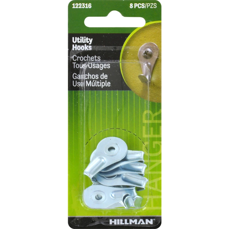 Hillman AnchorWire White Utility Utility Hooks 1 lb 8 pk Hillman AnchorWire White Utility Utility Hooks 1 lb 8 pk