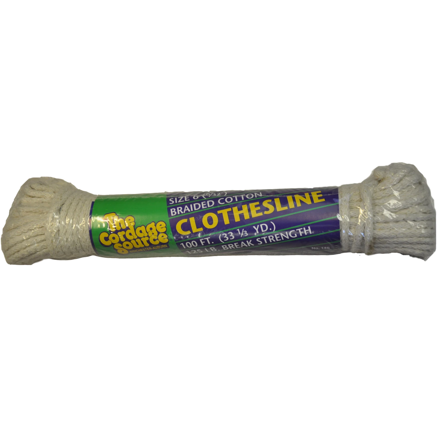 3/16 In. Diameter X 100 Ft. Length White Braided Cotton Clothesline Rope