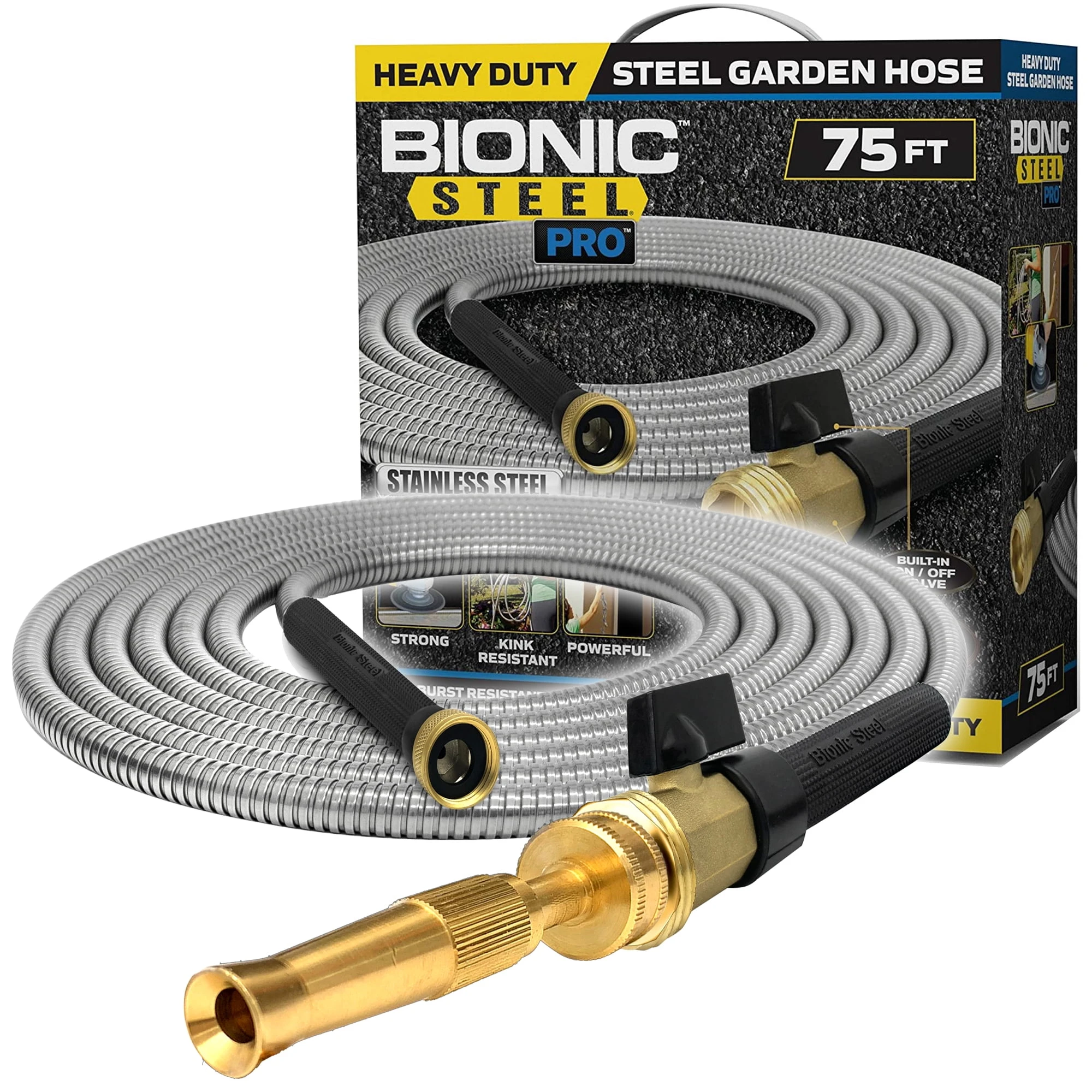 Pro 5/8 In. D X 75 Ft. L Heavy Duty Stainless Steel Garden Hose