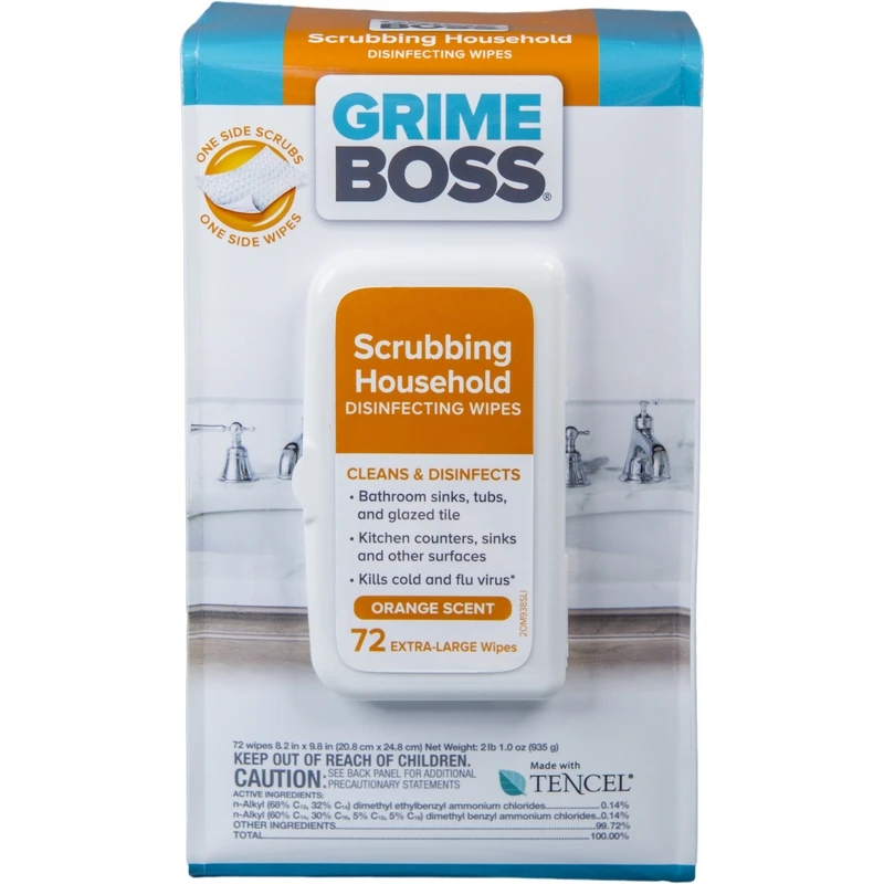 Orange Scented Scrubbing Household Disinfecting Wipes (72-Count)