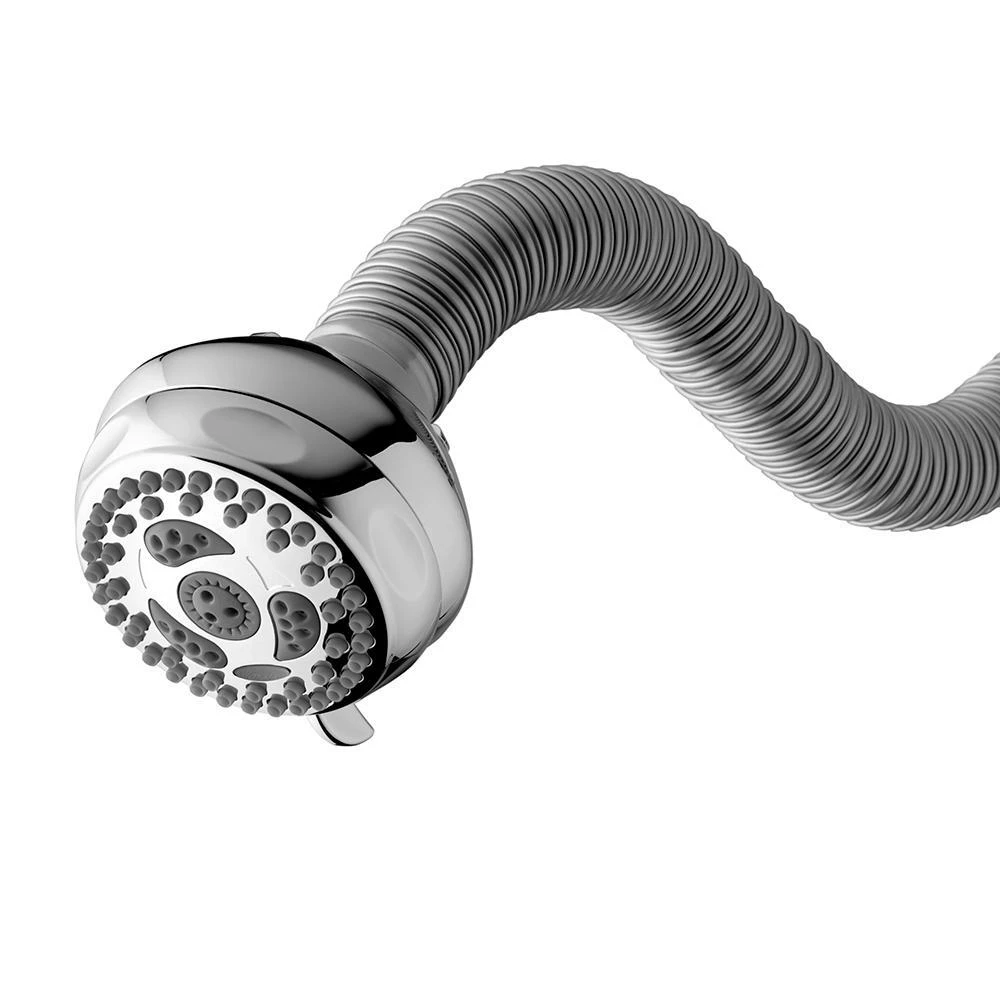 Nsl-603t 6-spray 3.5 In. Fixed Showerhead With Flexible Arm In Chrome