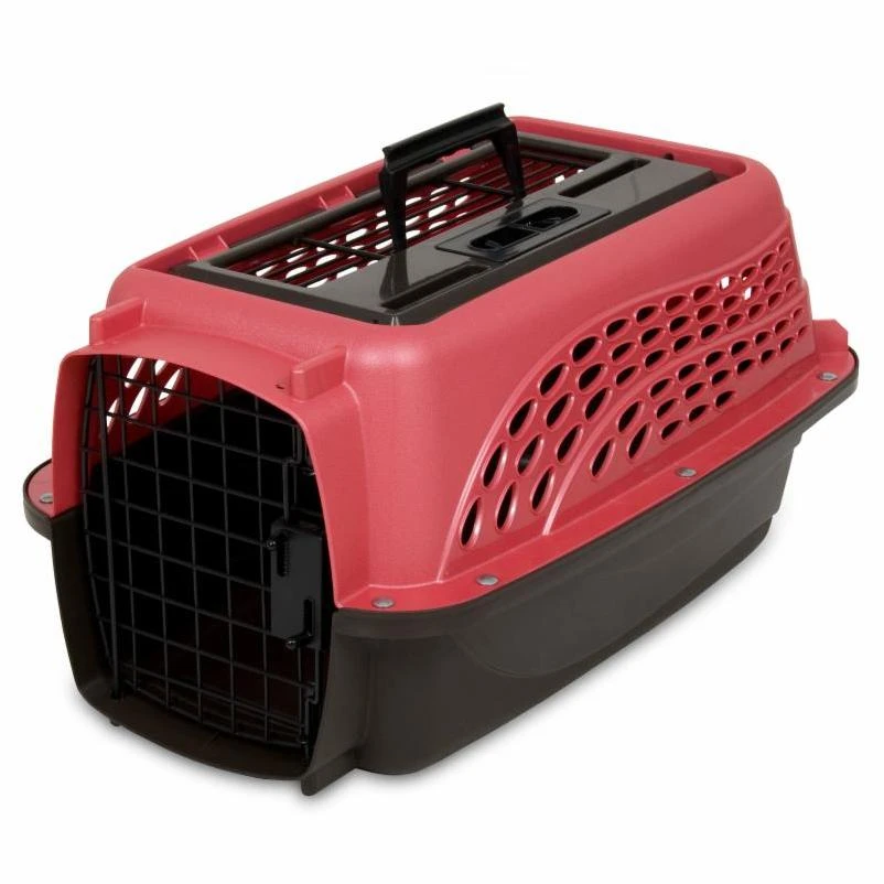 2-door Top Load Dog Kennel, 19.4" L X 12.8" W X 10" H, Small, Pink
