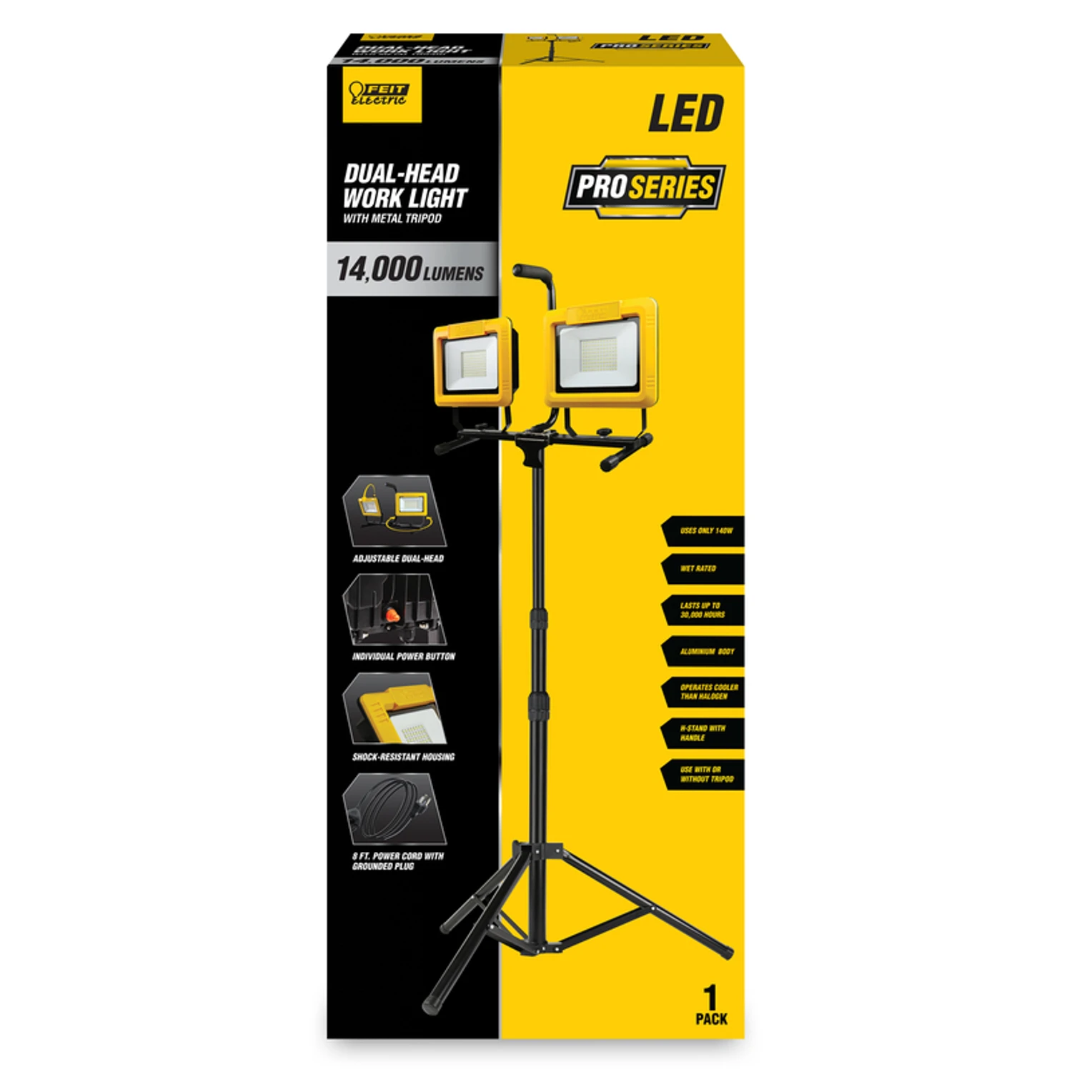 Pro Series 14000 Lumen Led Corded Tripod Work Light With Adjustable Height