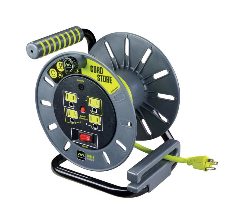 3 Ft. L Pvc Cord Reel With 4 Outlets And Thermal Breaker