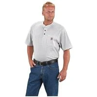 Men's Short Sleeve Workwear Henley T-shirt K84 In Ash, Size Large