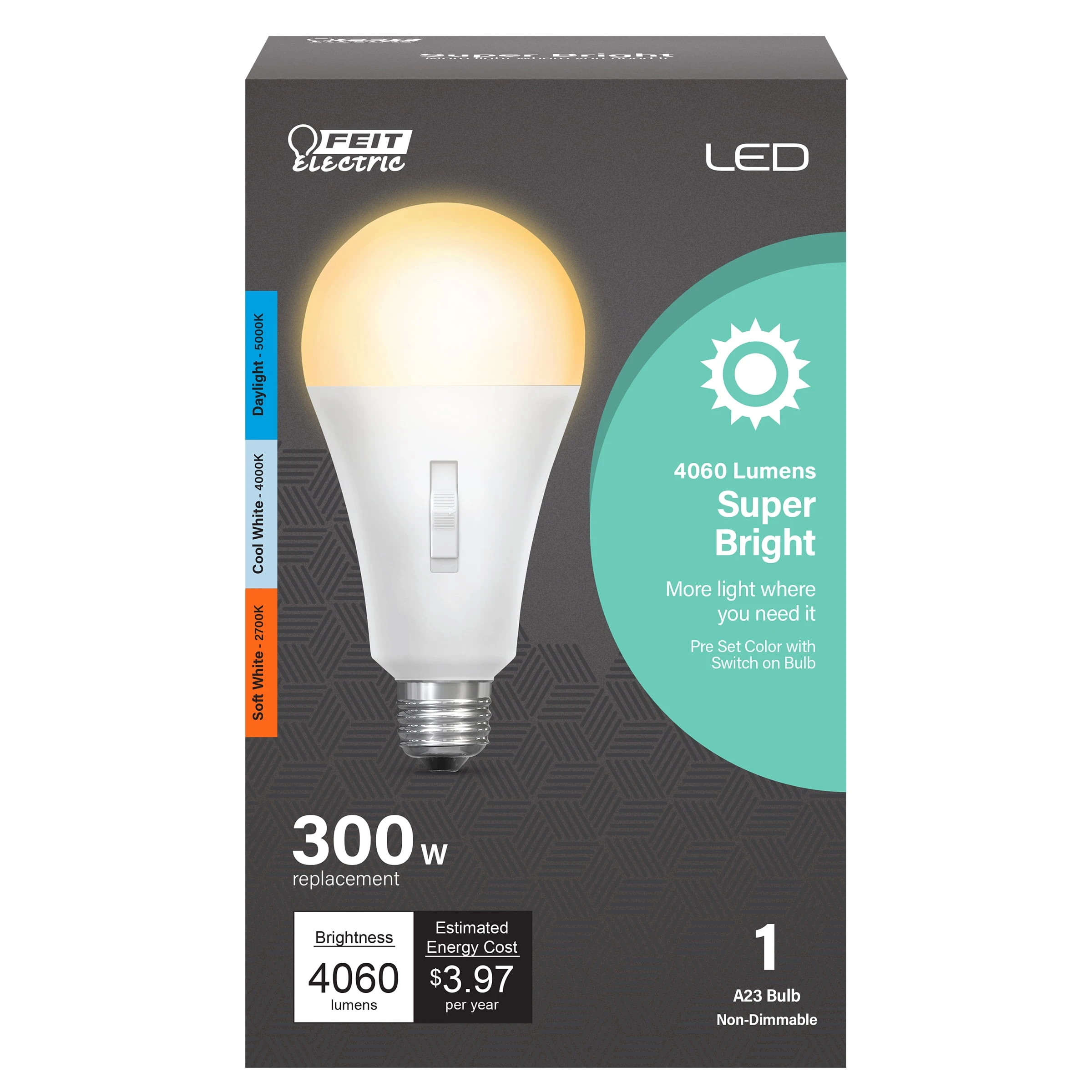 A23 E26 Led Bulb Tunable White/color Changing 300w Eq. 1 Pk 4060 Lumens
