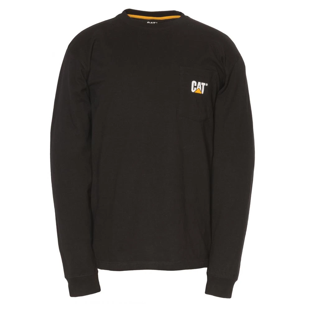 Men's X-large Black Cotton Long Sleeve Pocket T-shirt 1510053-016-xl